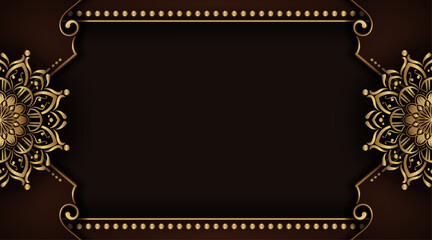 Brown background with golden mandala ornament