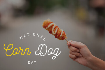 National Corn Dog day, focus on Corn dog with blur background