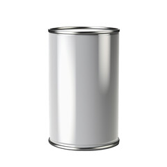A blank metal can isolated on transparent background, png