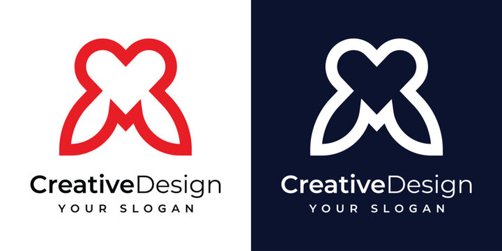 Love m logo design template 