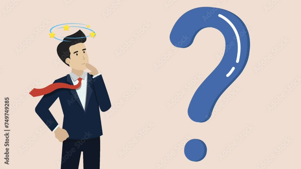 Poster looking for an idea to solve a business problem, looking for a solution, faq concept, animated foota