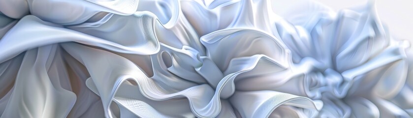 Bright close up view of 3D white flora swirling in a futuristic setting with natural light in a random dynamic setting