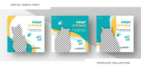Pet food shop banner for social media instagram post template