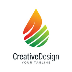 Creative leaf drop logo design