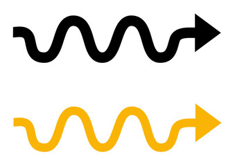 Set of black and yellow wavy arrows
