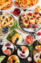 Fototapeta na wymiar Sushi trend. Creative food.