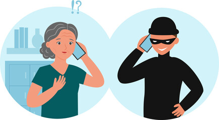 Scammer talking on the phone.