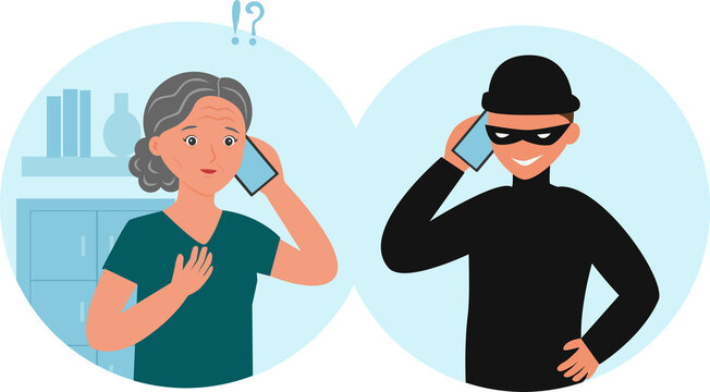 Scammer talking on the phone.