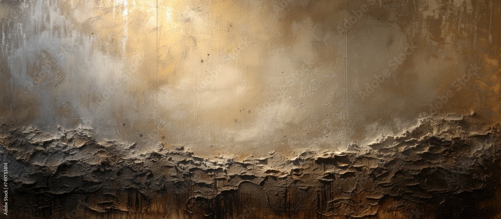 Aufkleber the painting features a combination of brown and white colors creating a textured background. the br
