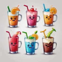 Cute Drink Cartoon Design Very Cool