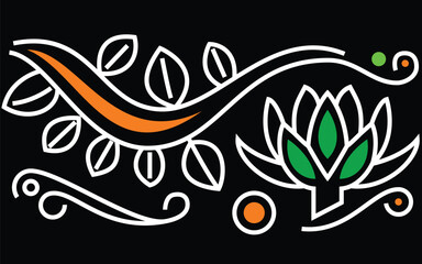 vector color abstract alpona ornamental borders with  flower design 