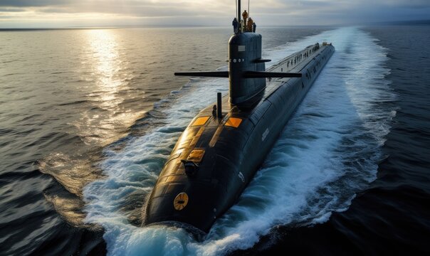 nuclear powered submarine in the ocean 