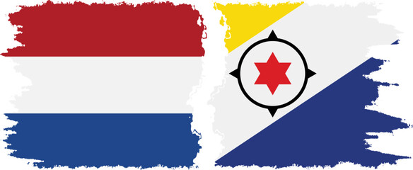 Bonaire and Netherlands grunge flags connection vector