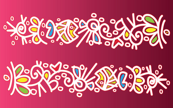 vector color abstract alpona ornamental borders with  flower design 