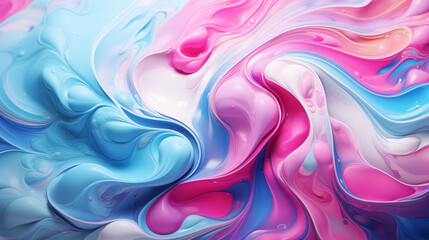 Obraz premium Bright abstract background. Flow of multi-colored paint with bubbles and lumps. Multicolored liquid, abstract 3D background. AI generative