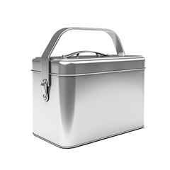 A blank metal tin lunch pail isolated on transparent background, png
