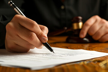 Legal documents being signed by a lawyer - obrazy, fototapety, plakaty