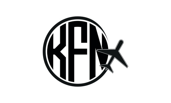 KFN three initial letter circle tour & travel agency logo design vector template. hajj Umrah agency, abstract, wordmark, business, monogram, minimalist, brand, company, flat, tourism agency, tourist