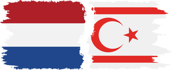 Turkish Republic of Northern Cyprus and Netherlands grunge flags conne