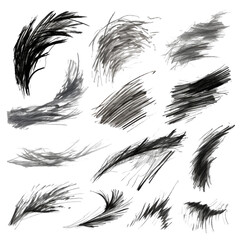 Obraz premium Set of paint brush stroke and Ink splashes on the transparent background