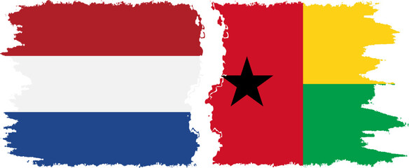 Guinea Bissau and Netherlands grunge flags connection vector