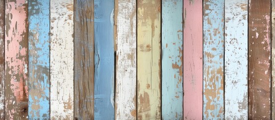This close-up view shows a wall constructed from faded decorative vintage wooden planks, creating a shabby chic background.