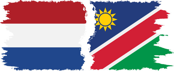 Namibia and Netherlands grunge flags connection vector