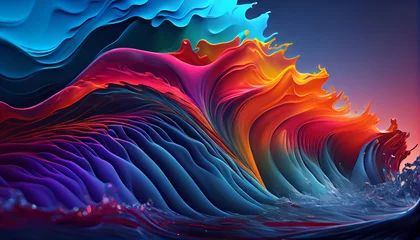 Gordijnen Vibrant colors flowing in smooth wave pattern  © Tahir