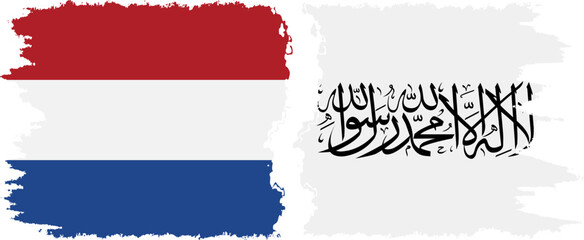 Afghanistan and Netherlands grunge flags connection vector
