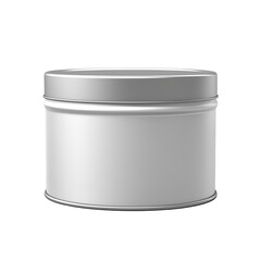 A blank metal tin with a screw-on lid isolated on transparent background, png