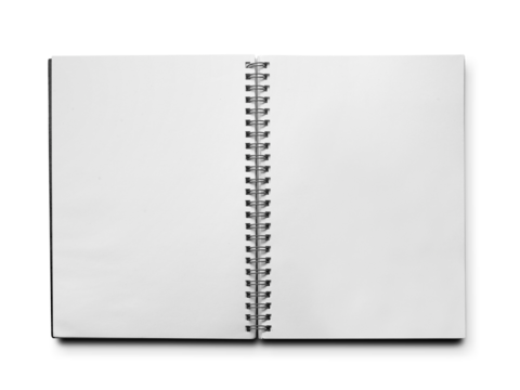 blank realistic spiral notebook, transparent background
