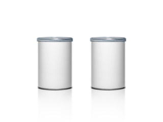 Cans packaging for snack product like potato chips or peanuts, transparent background