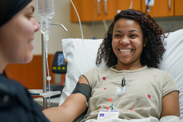 Patient with an arm infusion