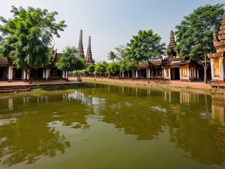 Naklejka premium A stunning view of Ayutthaya, Thailand