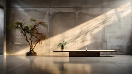 Photo sur Plexiglas Réflexion A polished concrete floor reflecting the ambient light in a minimalist interior space