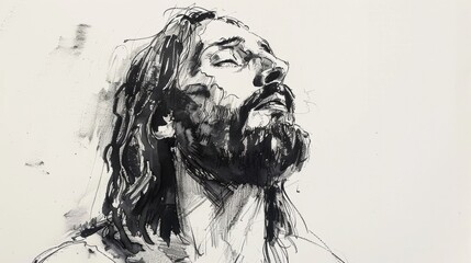 Fototapeta premium Jesus Christ. Black and white illustration