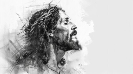 Obraz na płótnie Canvas Jesus Christ. Black and white illustration