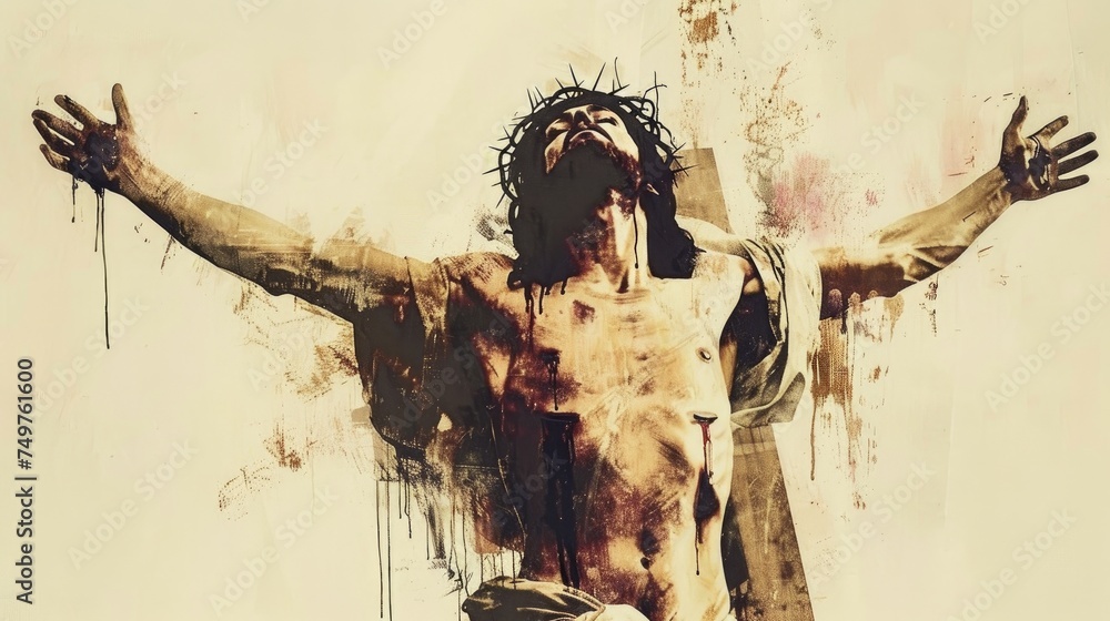 Wall mural jesus christ. abstract colorful illustration. digital painting.