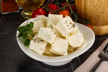 Greek traditional Feta cheese cubes