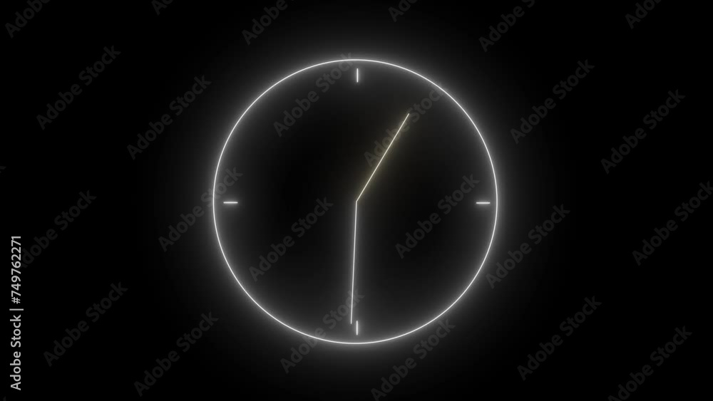 Poster animation of a clock with rotating time pointers. watch shows the running time. counting 24 hours. c