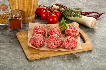 Raw beef meatball minced meat