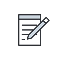 Writing on Notepad with Pen Icon. Document Icon, Notebook Icon, Pen Icon Writing on Paper Flat Icon