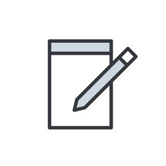 Writing on Notepad with Pen Icon. Document Icon, Notebook Icon, Pen Icon Writing on Paper Flat Icon