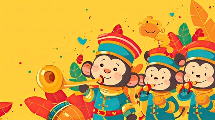 Greeting Card and Banner Design for Marching Band Day Background