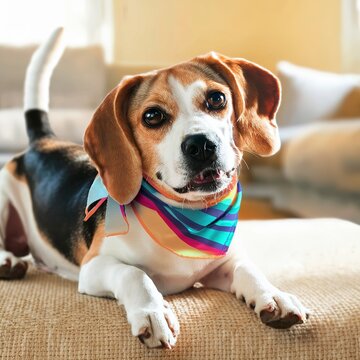 beagle dog in bandana