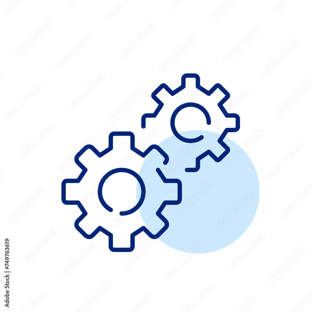 Poster cogwheel icon symbolizing seamless integration. synchronized mechanical processes. pixel perfect, ed