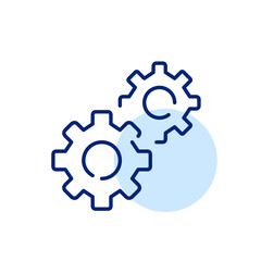 Cogwheel icon symbolizing seamless integration. Synchronized mechanical processes. Pixel perfect, editable stroke icon