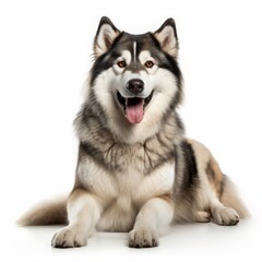 Fototapeta premium Alaskan malamute, portrait on a white background. the breed of the sled dog of the North.