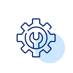 Gearwheel and wrench. Fine-tuning customization parameters. Technology, software, user preferences. Pixel perfect icon