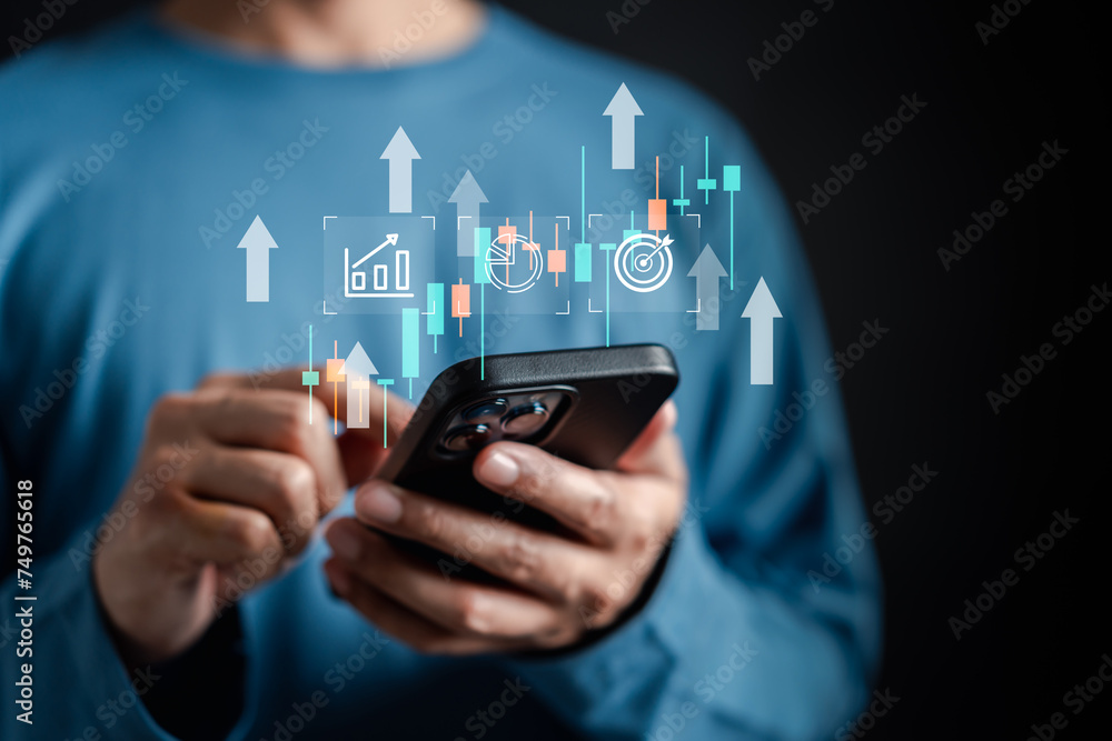 Aufkleber increase up of business investment objective to set up business objective target goal, marketing sol